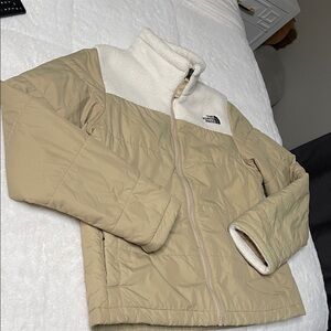 The North Face Women's Beige and Cream Puffer Jacket
